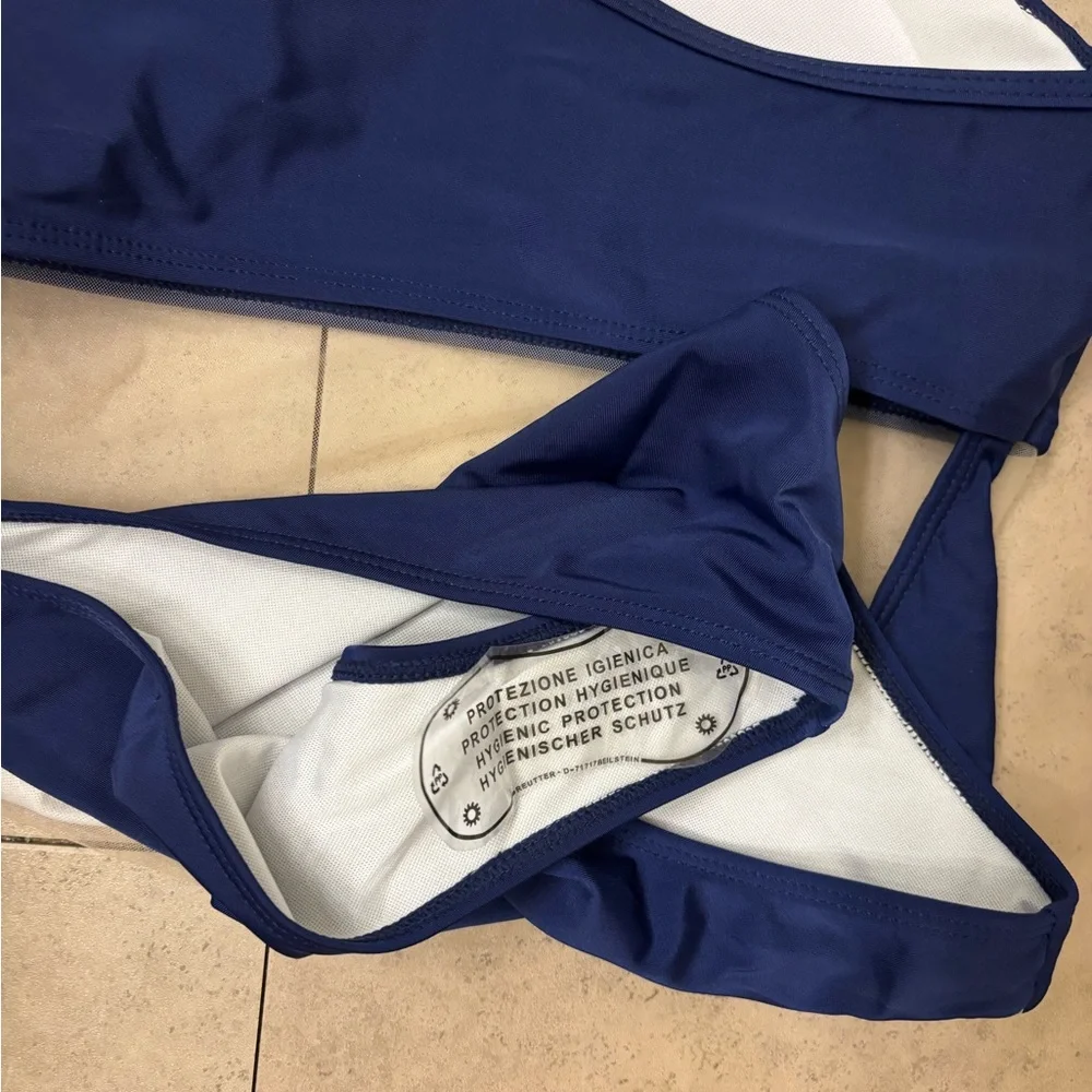 NWT SHEIN Navy Blue One-Shoulder Swim One Piece Size Med - Picture 7 of 7